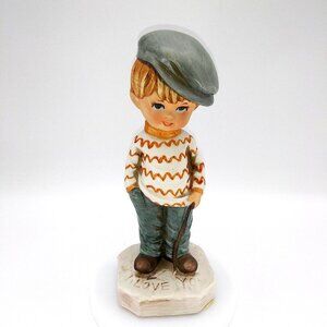 Vintage Moppets 1971 Fran Mar Boy I LOVE YOU Porcelain statue figurine 6.75” T